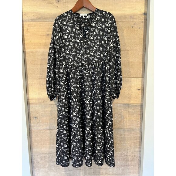 Lafayette 148 NY LIPE LEOPARD PRINT TIE NECK SILK MIDI DRESS SIZE XS - Picture 6 of 12